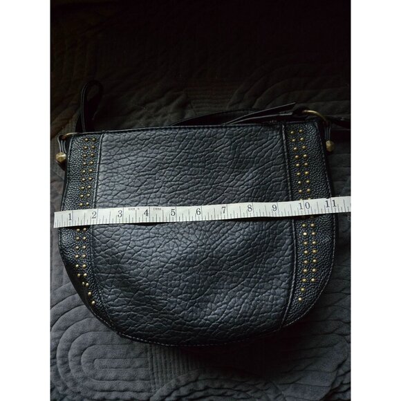 Jessica Simpson Black Pebbled Faux Leather Crossbody Bag With Gold Stud Accents - Picture 5 of 7